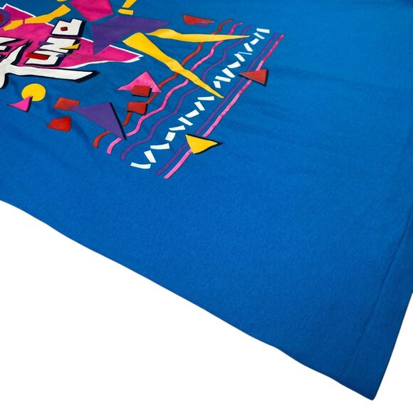 Vintage Hanes XL 90s "In Tune" Graphic TShirt Single Stitch Blue Retro Style - Picture 11 of 16